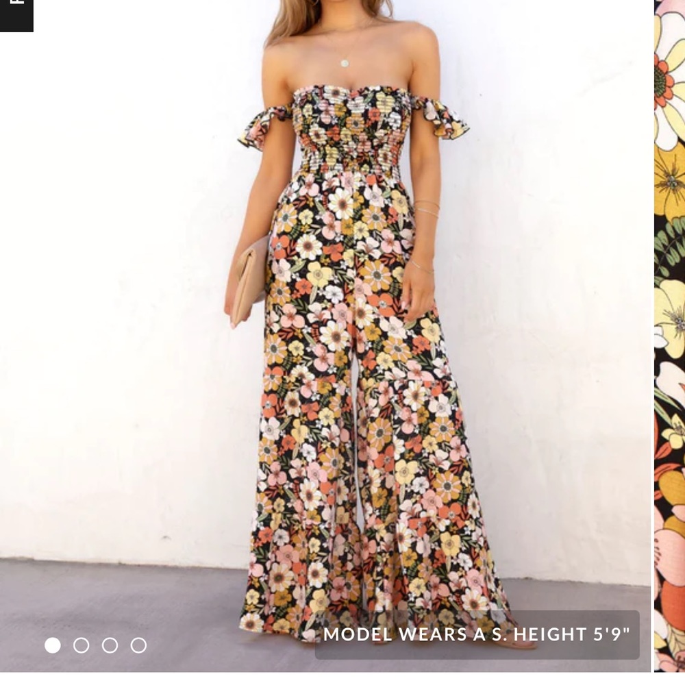 Vici Onyx Garden Floral Pocketed Jumpsuit